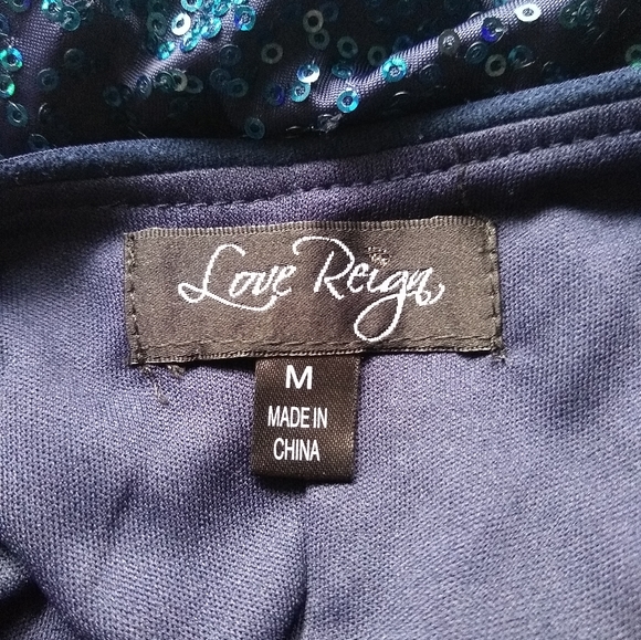 Love Reign Sequined Metallic Blue Tank Strap Lined Bodycon Mini Dress, Medium - Picture 2 of 13